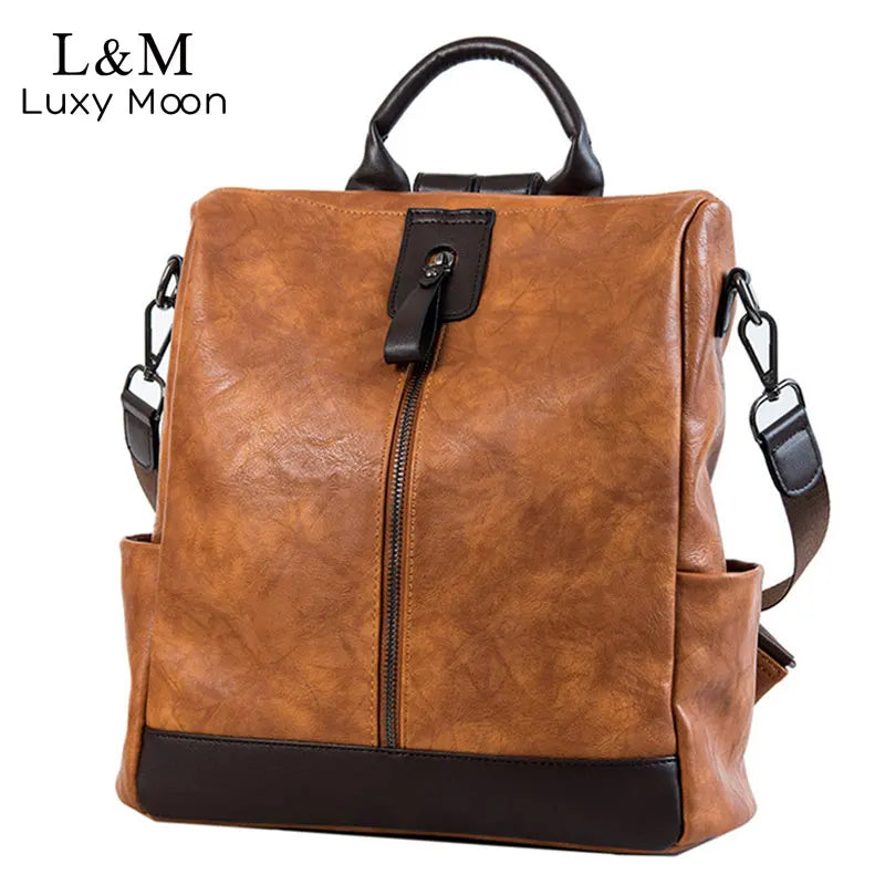 Women's Leather Vintage Backpack – Convertible Shoulder & Travel Bag | Freya