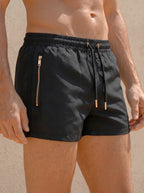 Herren-Badeshorts Schwarz Badehose schnelltrocknend | Laro