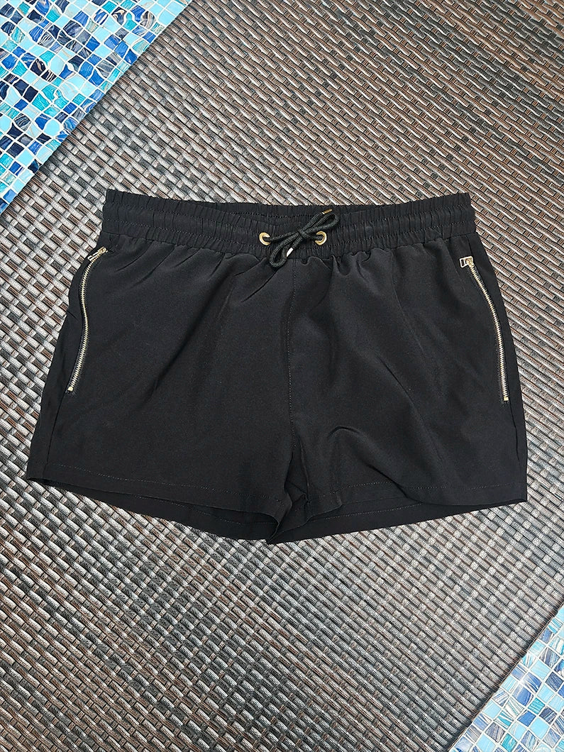 Herren-Badeshorts Schwarz Badehose schnelltrocknend | Laro
