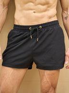 Herren-Badeshorts Schwarz Badehose schnelltrocknend | Laro