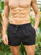 Herren-Badeshorts Schwarz Badehose schnelltrocknend | Laro