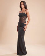 Damen Maxikleid Spitzenpaneel fließend – feminin elegant für besondere Anlässe | Marit