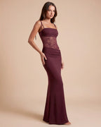 Damen Maxikleid Spitzenpaneel fließend – feminin elegant für besondere Anlässe | Marit