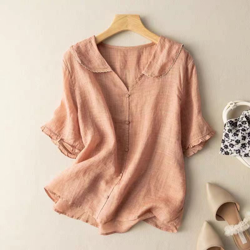 Damen Bluse fließend mit Knopfleiste – zeitloser Vintage-Stil | Ida