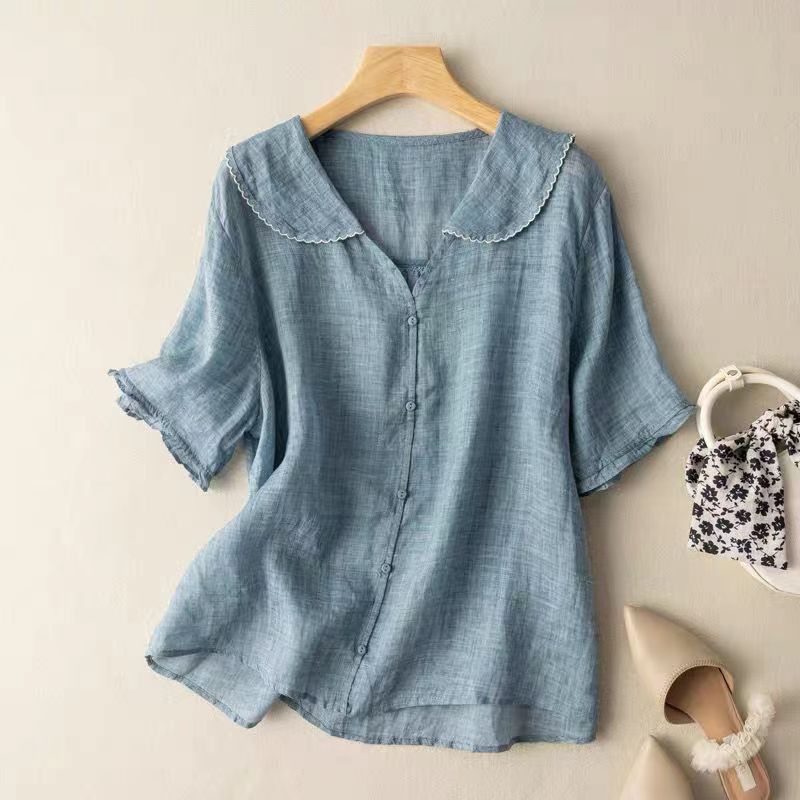 Damen Bluse fließend mit Knopfleiste – zeitloser Vintage-Stil | Ida