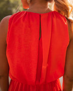Women's Sleeveless Summer Mini Dress – Stand Collar with Side Slit for Summer & Vacation | Iona