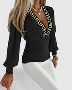 Damen Bluse V-Ausschnitt figurbetont – elegant für Alltag & Abend | Rosalind