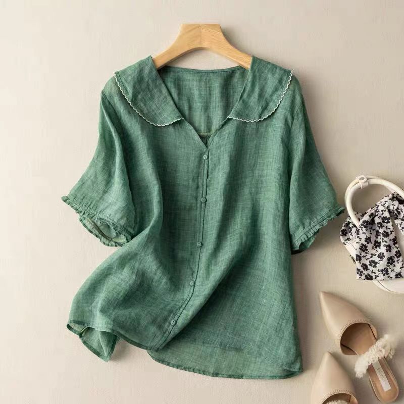 Damen Bluse fließend mit Knopfleiste – zeitloser Vintage-Stil | Ida