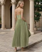 Damen Abendkleid Maxikleid Herzausschnitt plissiert – glamourös für Hochzeit & Abendveranstaltung | Vivienne