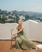 Damen Abendkleid Maxikleid Herzausschnitt plissiert – glamourös für Hochzeit & Abendveranstaltung | Vivienne