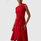 Damen Midikleid trägerlos asymmetrisch Drapierung – elegant für Hochzeitsgast und Abend | Reina