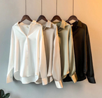 Damen Seidenbluse Langarm mit Knopfleiste – luxuriös-klassisch für Büro & besondere Anlässe | Diane