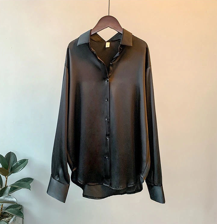 Damen Seidenbluse Langarm mit Knopfleiste – luxuriös-klassisch für Büro & besondere Anlässe | Diane