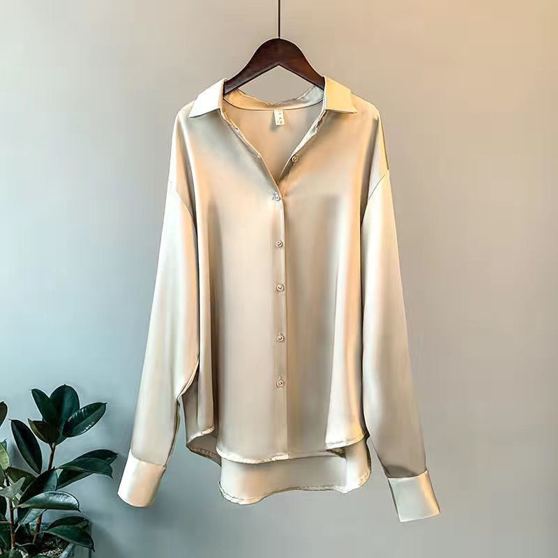 Damen Seidenbluse Langarm mit Knopfleiste – luxuriös-klassisch für Büro & besondere Anlässe | Diane
