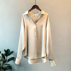 Damen Seidenbluse Langarm mit Knopfleiste – luxuriös-klassisch für Büro & besondere Anlässe | Diane