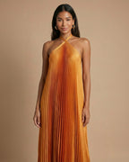 Damen Maxikleid Neckholder rückenfrei plissiert – Abendkleid für Abend & festliche Anlässe | Naomi