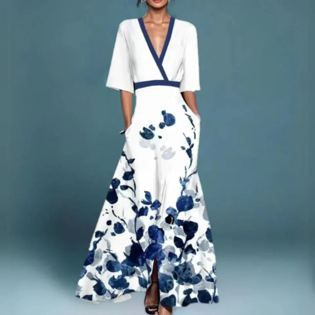 Damen Maxikleid Blumenprint fließend leicht – romantisch für Gartenparty & Sommer | Arabella