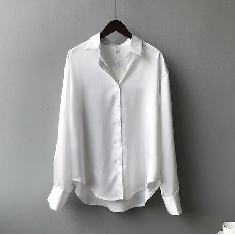 Damen Seidenbluse Langarm mit Knopfleiste – luxuriös-klassisch für Büro & besondere Anlässe | Diane