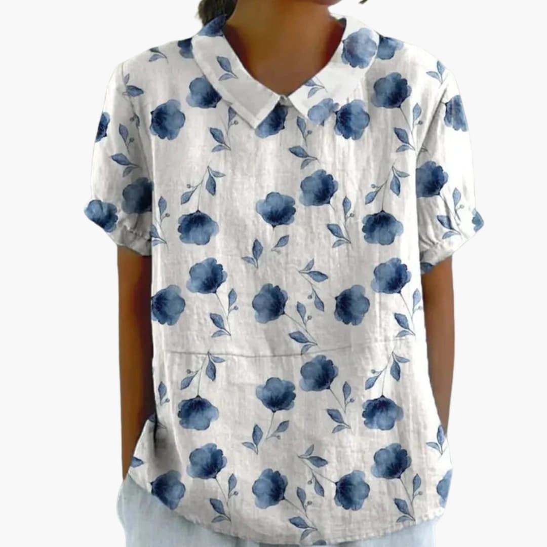 Damen Schlupfbluse Blumenprint Kurzarm Rundhals – leicht & alltagstauglich | Kristen