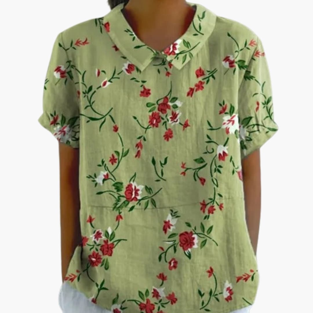 Damen Schlupfbluse Blumenprint Kurzarm Rundhals – leicht & alltagstauglich | Kristen