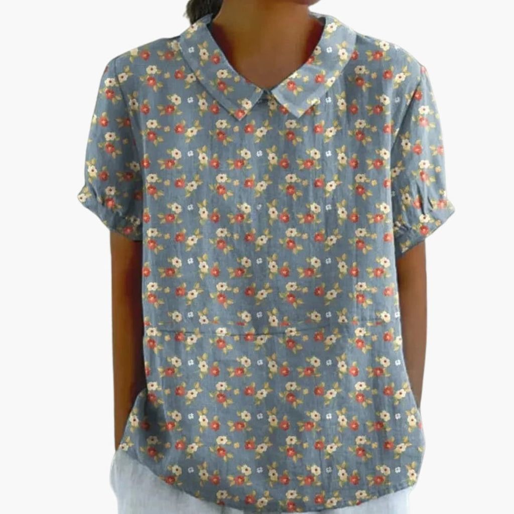 Damen Schlupfbluse Blumenprint Kurzarm Rundhals – leicht & alltagstauglich | Kristen