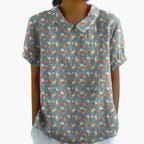 Damen Schlupfbluse Blumenprint Kurzarm Rundhals – leicht & alltagstauglich | Kristen