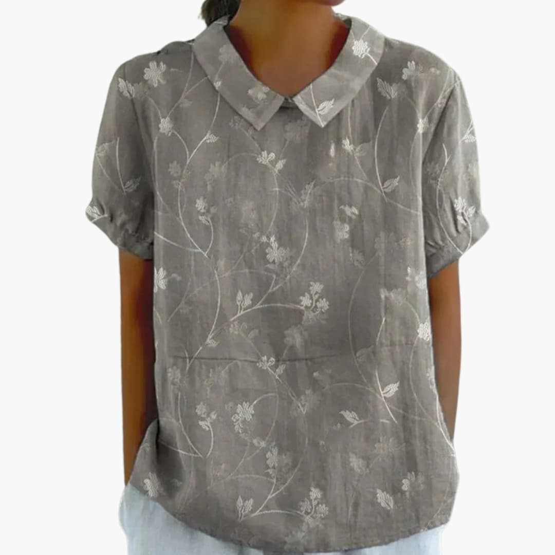 Damen Schlupfbluse Blumenprint Kurzarm Rundhals – leicht & alltagstauglich | Kristen