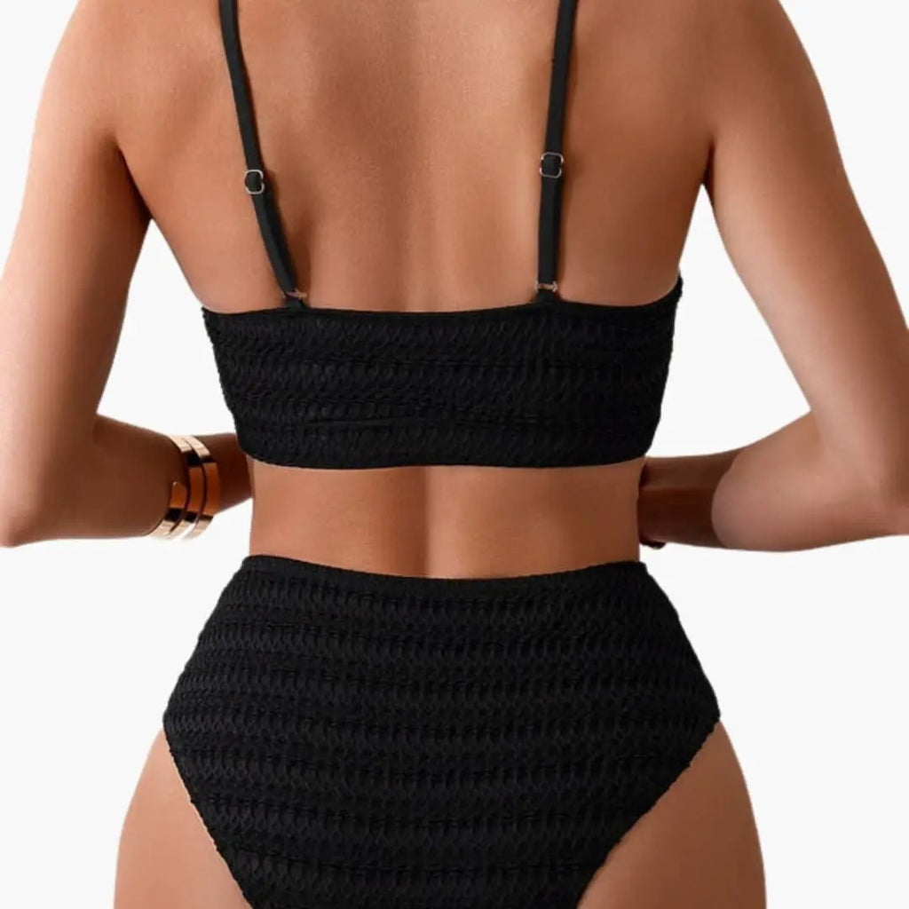 Damen Bikini-Set hochgeschnitten mit Struktur und Spaghettiträgern – für Strand & Pool | Maeve