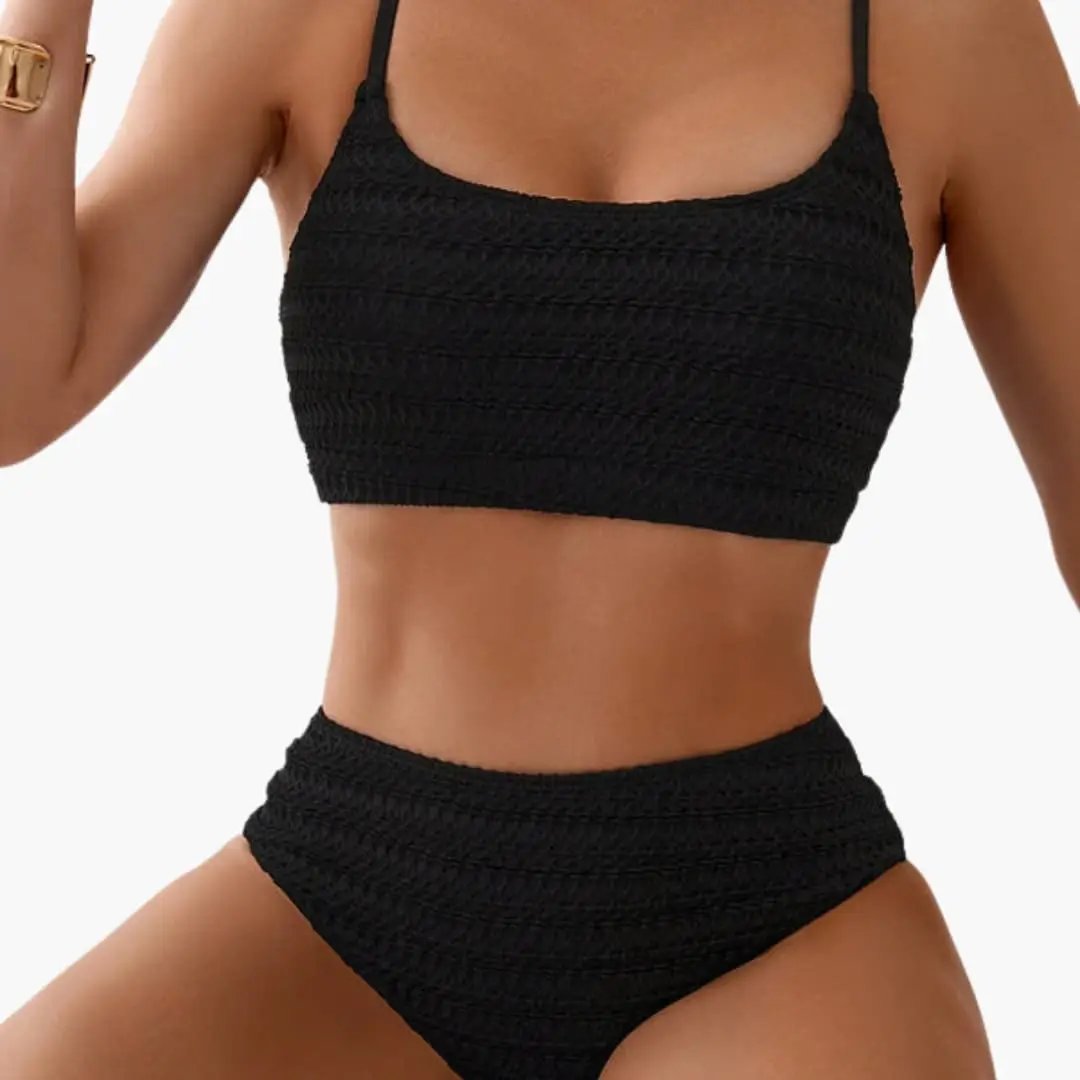 Damen Bikini-Set hochgeschnitten mit Struktur und Spaghettiträgern – für Strand & Pool | Maeve