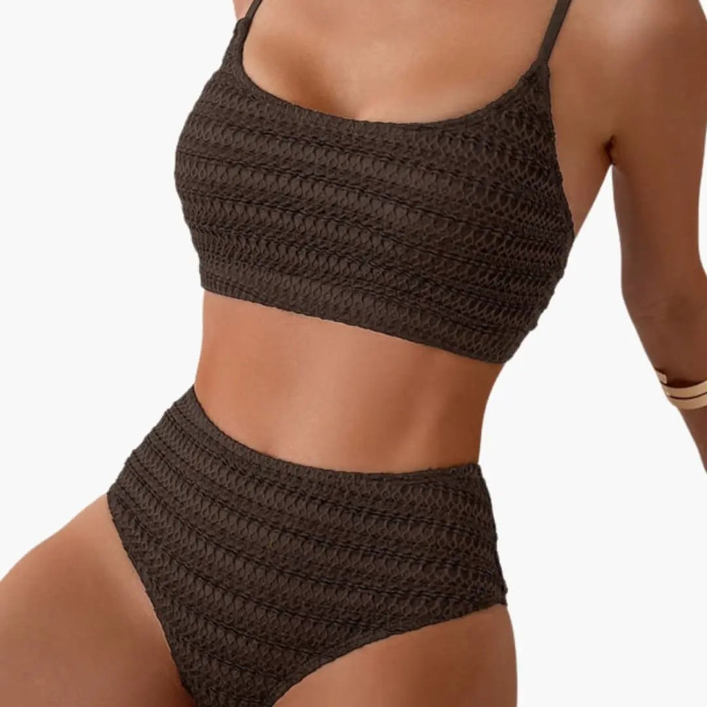 Damen Bikini-Set hochgeschnitten mit Struktur und Spaghettiträgern – für Strand & Pool | Maeve