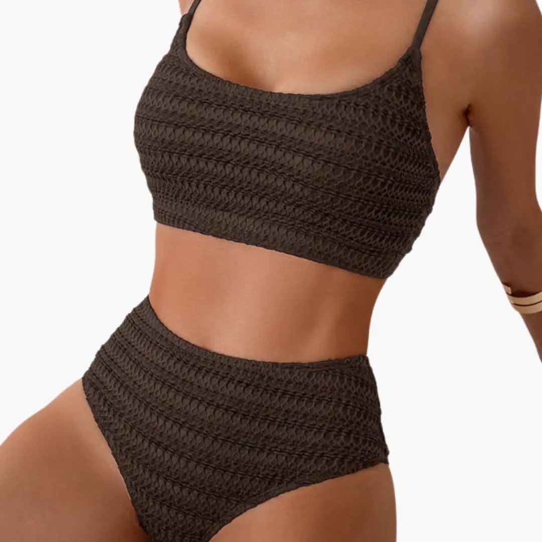 Damen Bikini-Set hochgeschnitten mit Struktur und Spaghettiträgern – für Strand & Pool | Maeve