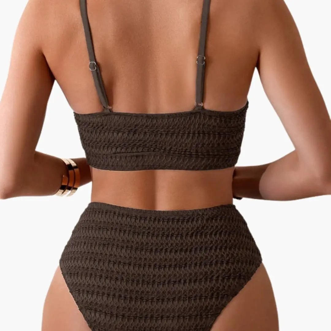Damen Bikini-Set hochgeschnitten mit Struktur und Spaghettiträgern – für Strand & Pool | Maeve