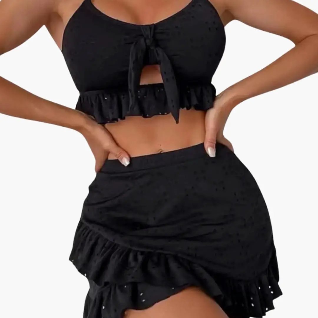 Damen Rüschen-Bikini-Set High Waist mit Baderock – für Strand & Pool | Nika