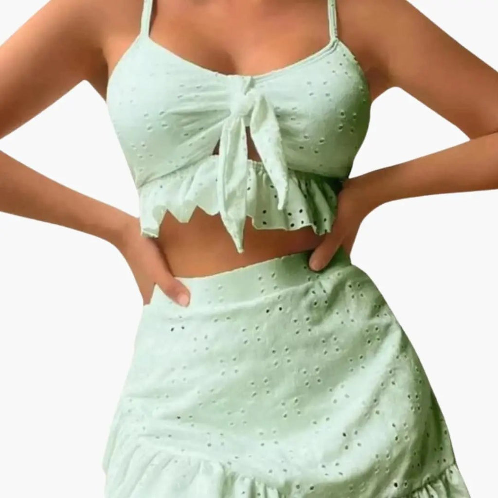 Damen Rüschen-Bikini-Set High Waist mit Baderock – für Strand & Pool | Nika