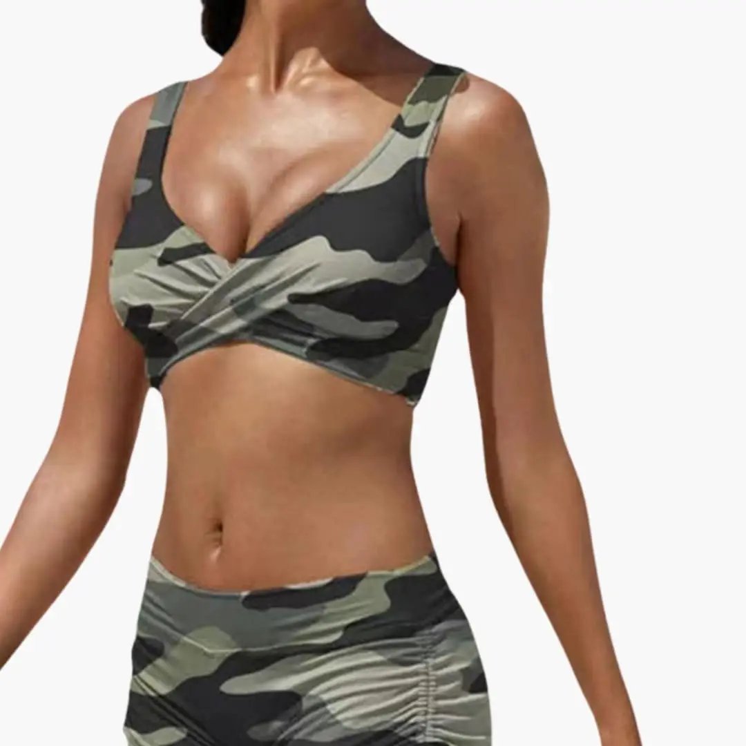 Damen Bikini-Set Twist-Oberteil mit Badeshorts – verstellbare Träger für Strand & Pool | Jane