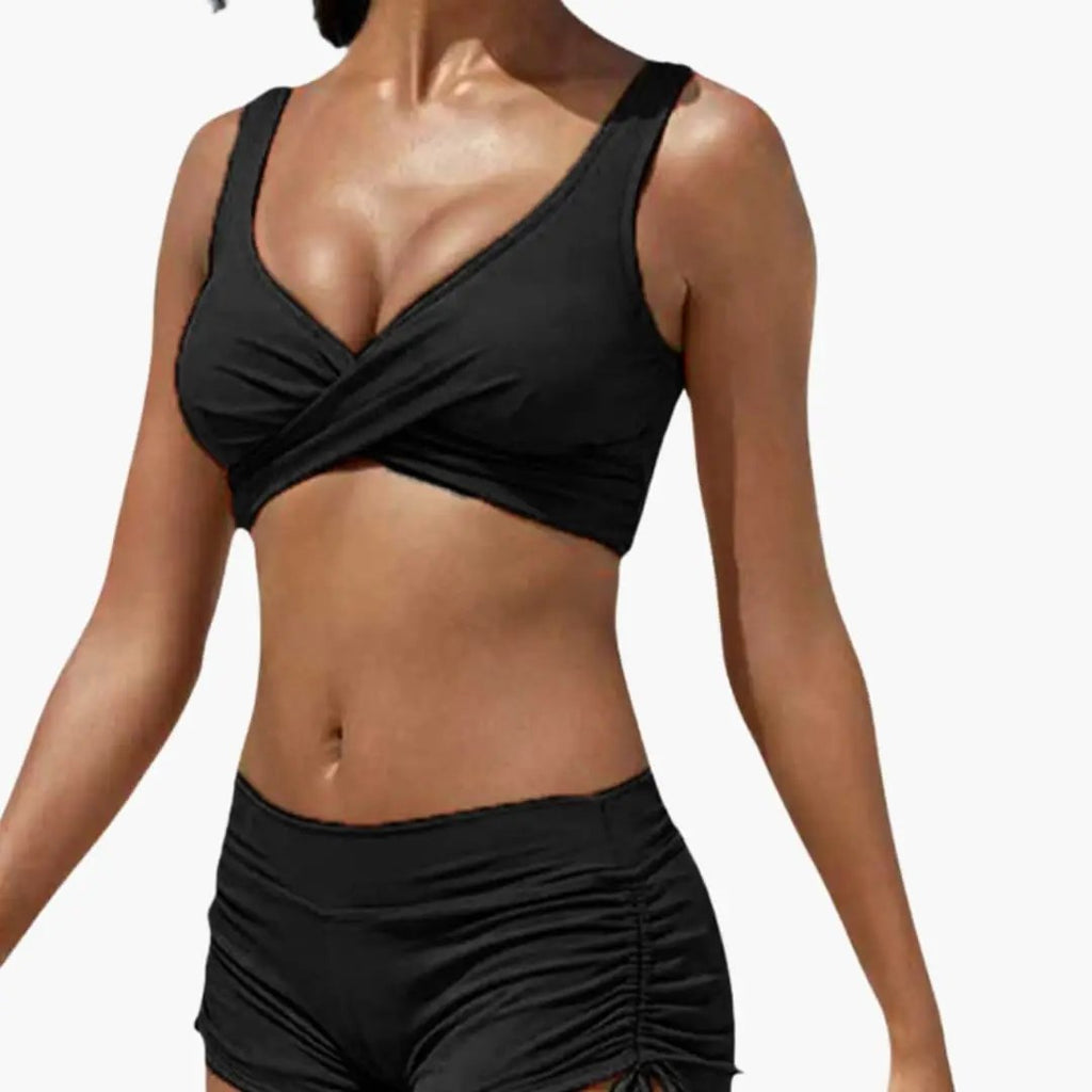 Damen Bikini-Set Twist-Oberteil mit Badeshorts – verstellbare Träger für Strand & Pool | Jane