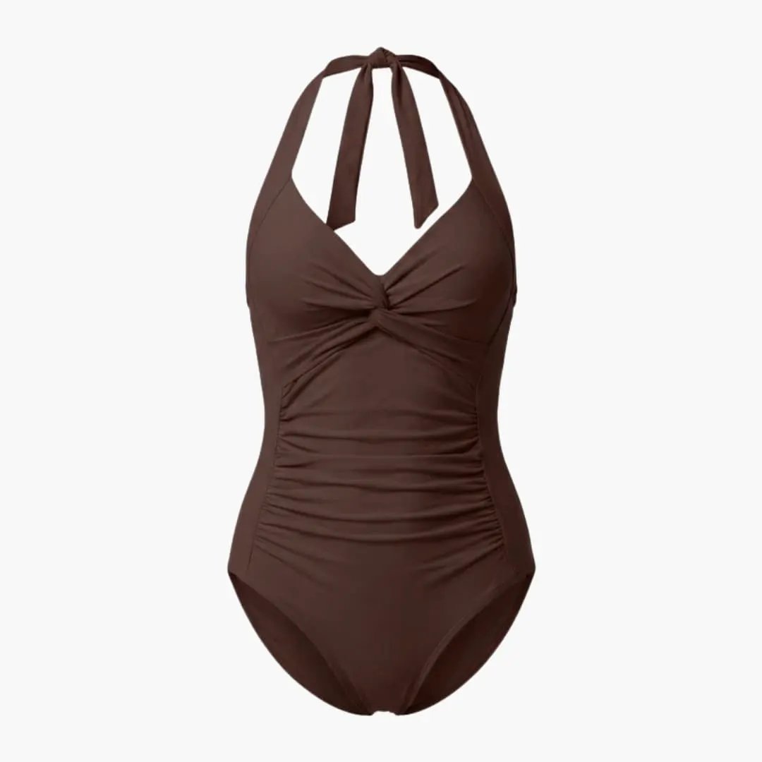 Damen Badeanzug V-Ausschnitt mit verstellbaren Trägern – figurformende Silhouette | Simone
