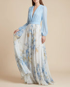 Damen Maxikleid Blumenprint V-Ausschnitt fließend – lebhafter Sommerlook für besondere Anlässe | Adeline