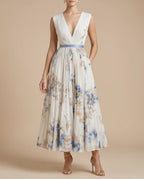 Women's Sleeveless V-Neck Flowy Summer Maxi Dress – Beach & Wedding Guest Style | Alina