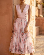 Women's Sleeveless V-Neck Flowy Summer Maxi Dress – Beach & Wedding Guest Style | Alina