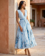 Women's Sleeveless V-Neck Flowy Summer Maxi Dress – Beach & Wedding Guest Style | Alina