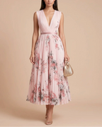 Women's Sleeveless V-Neck Flowy Summer Maxi Dress – Beach & Wedding Guest Style | Alina
