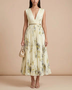 Women's Sleeveless V-Neck Flowy Summer Maxi Dress – Beach & Wedding Guest Style | Alina
