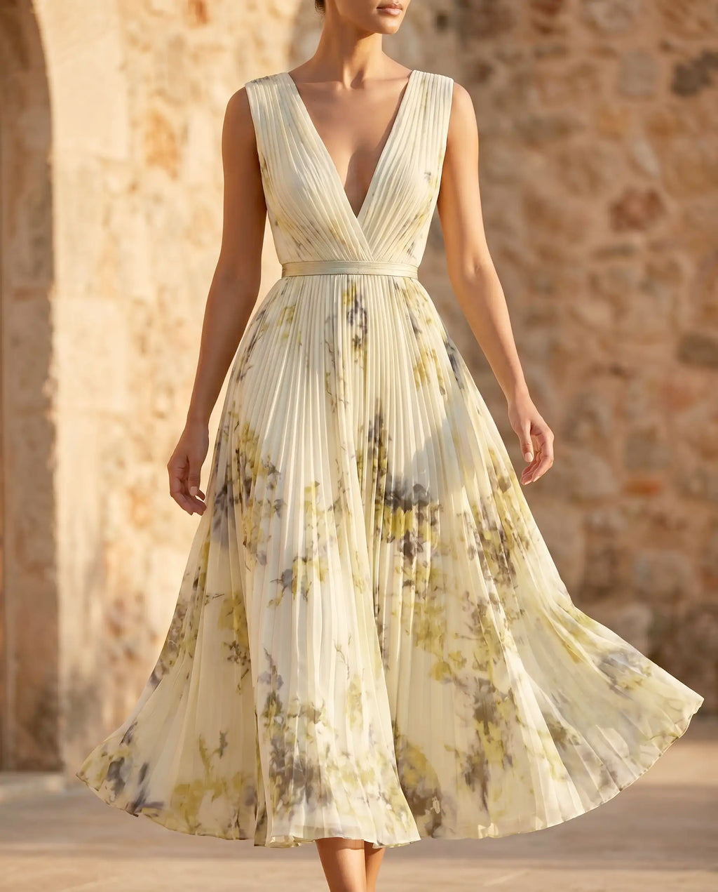 Women's Sleeveless V-Neck Flowy Summer Maxi Dress – Beach & Wedding Guest Style | Alina
