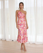 Damen Maxikleid One-Shoulder fließend mit floralem Muster – romantisch-elegant für besondere Anlässe | Ayla