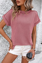 Damen T-Shirt Kurzarm Streifen gerippt Rundhals – zeitloser Alltagsbegleiter | Cleo