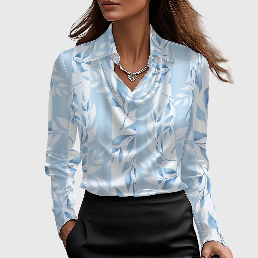 Damen Bluse fließend mit Plissee-Ausschnitt – elegant für Büro & Alltag | Kaya