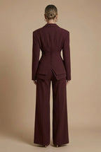 Damen Hosenanzug Spitzrevers taillierter Blazer weite Hose – formell elegant | Pia