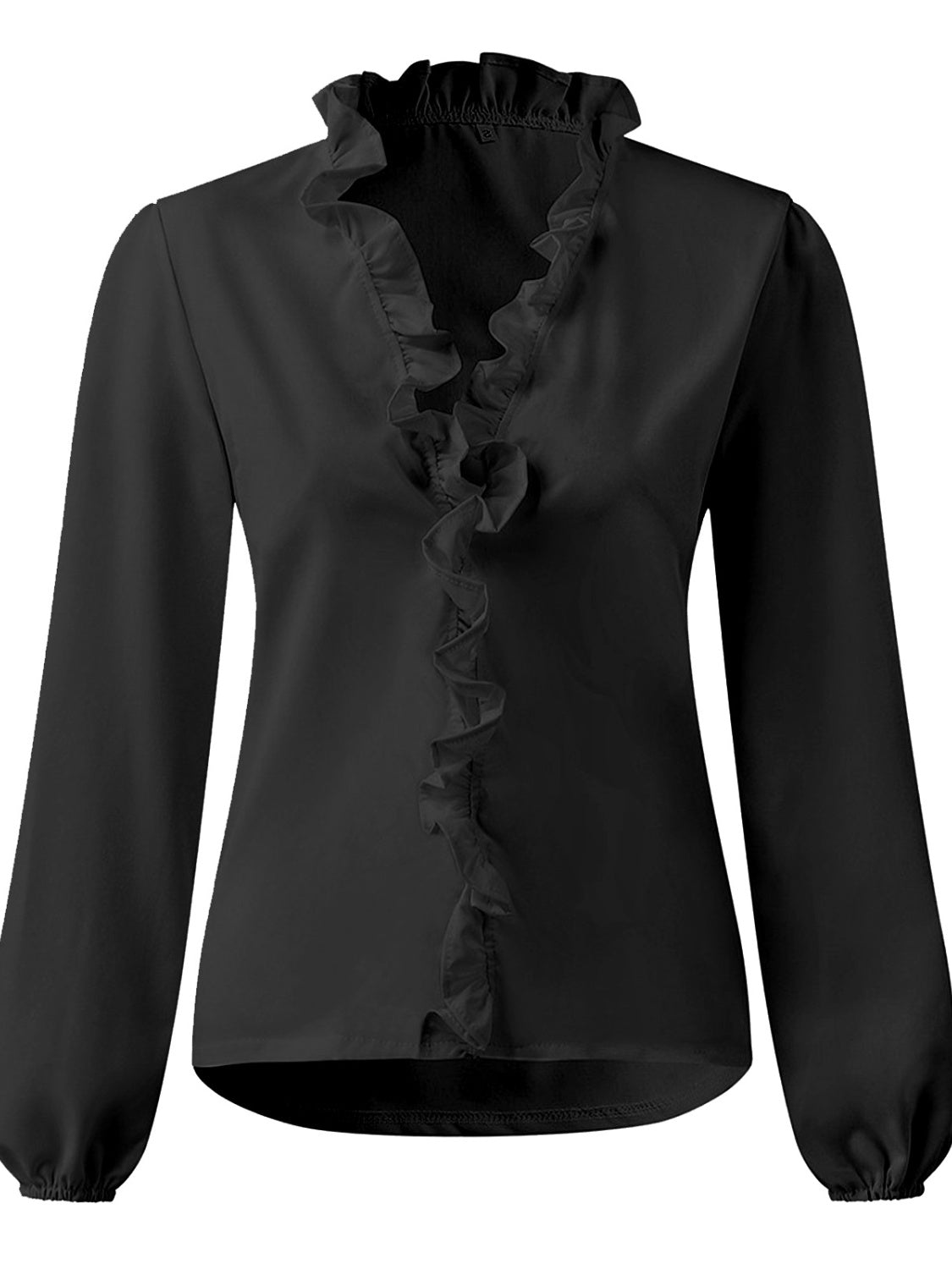 Damen Bluse Langarm V-Ausschnitt mit Rüschen – feminin für Büro & Abend | Lila