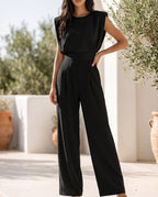 Damen Jumpsuit weites Bein tailliert mit Taschen – elegant für Alltag & Anlässe | Nadia